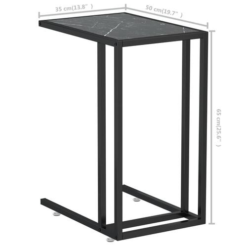 Sidebord 50x35x65 cm hærdet glas sort marmor