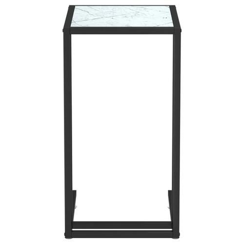 Sidebord 50x35x65 cm hærdet glas hvid marmor