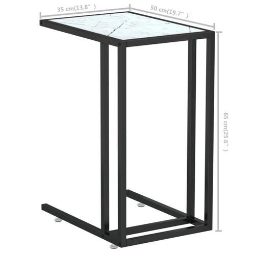 Sidebord 50x35x65 cm hærdet glas hvid marmor