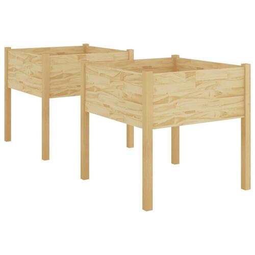 Plantekasser 2 stk. 70x70x70 cm massivt fyrretræ