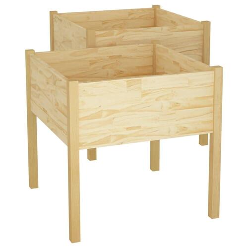 Plantekasser 2 stk. 70x70x70 cm massivt fyrretræ