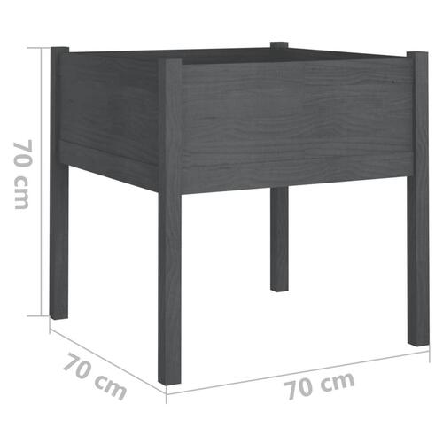 Plantekasse 70x70x70 cm massivt fyrretræ grå