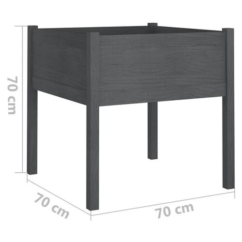 Plantekasser 2 stk. 70x70x70 cm massivt fyrretræ grå