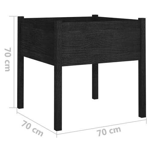 Plantekasser 2 stk. 70x70x70 cm massivt fyrretræ sort