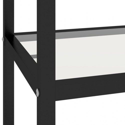 Reol 100x36x90 cm hærdet glas transparent og sort marmorlook