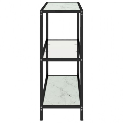 Reol 100x36x90 cm hærdet glas transparent og hvid marmorlook