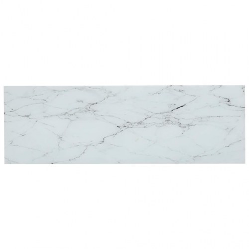 Reol 100x36x90 cm hærdet glas transparent og hvid marmorlook