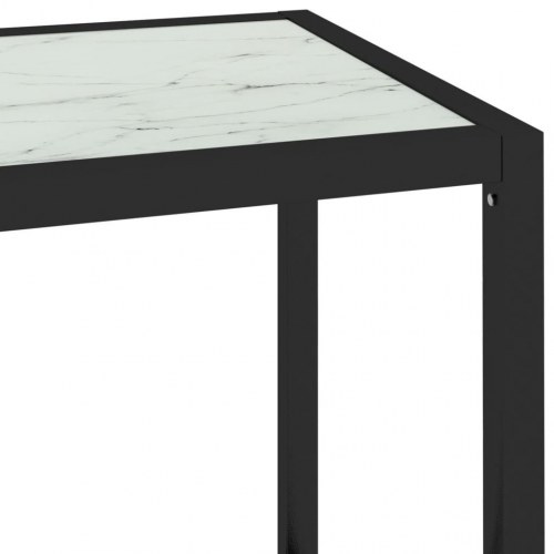 Reol 100x36x90 cm hærdet glas transparent og hvid marmorlook