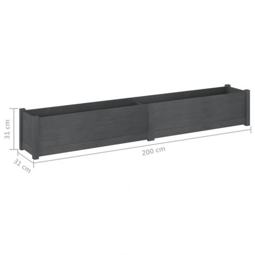 Plantekasser 2 stk. 200x31x31 cm massivt fyrretræ grå