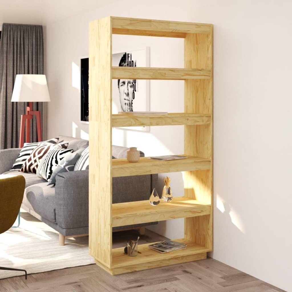 Bogreol/rumdeler 80x35x167 cm massivt fyrretræ