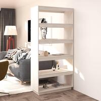 Bogreol/rumdeler 80x35x167 cm massivt fyrretræ hvid