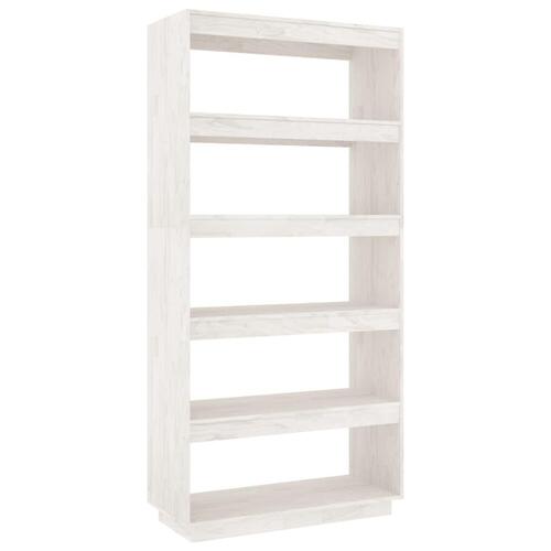 Bogreol/rumdeler 80x35x167 cm massivt fyrretræ hvid