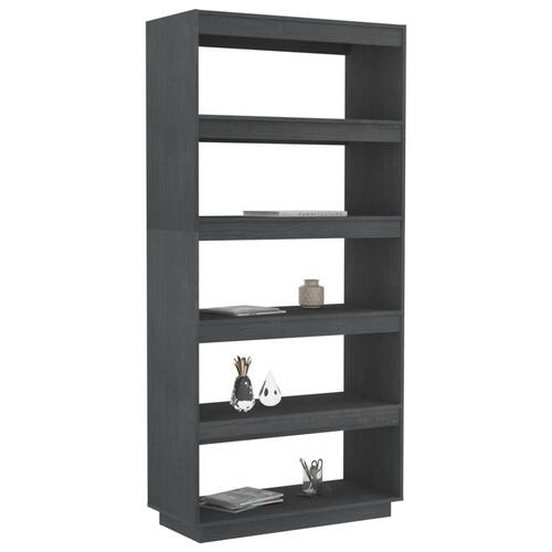 Bogreol/rumdeler 80x35x167 cm massivt fyrretræ grå