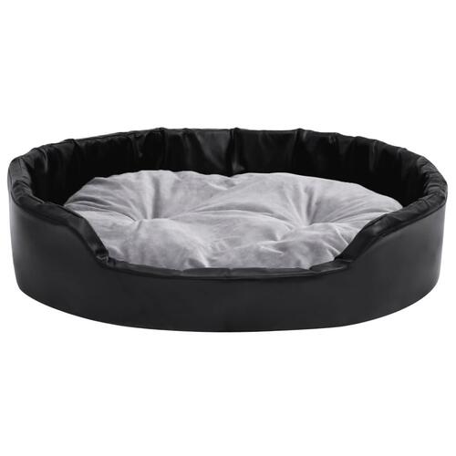 Hundekurv 90x79x20 cm plys og kunstlæder sort og grå