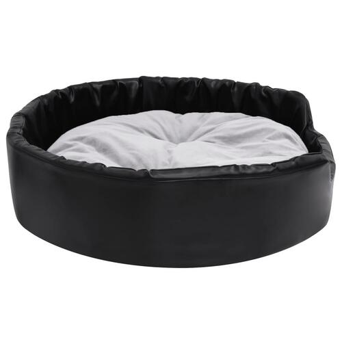 Hundekurv 90x79x20 cm plys og kunstlæder sort og grå