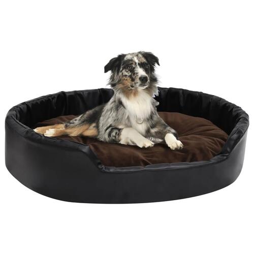 Hundekurv 90x79x20 cm plys og kunstlæder sort og brun