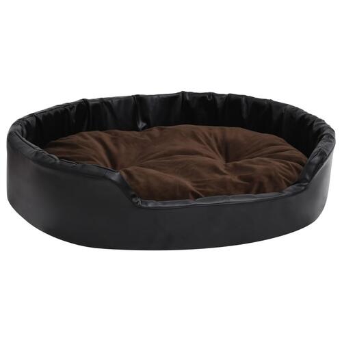 Hundekurv 90x79x20 cm plys og kunstlæder sort og brun