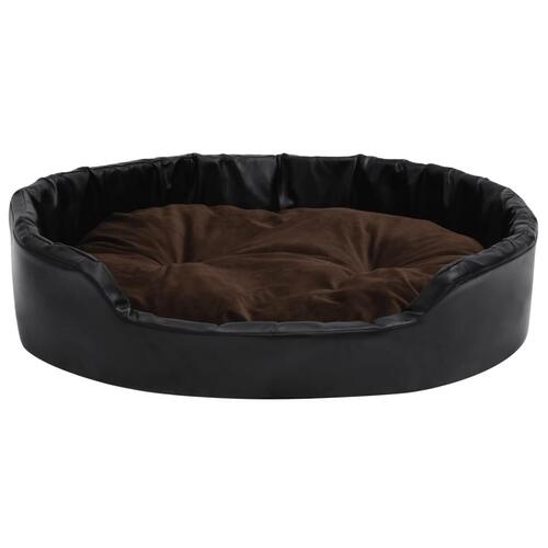 Hundekurv 90x79x20 cm plys og kunstlæder sort og brun