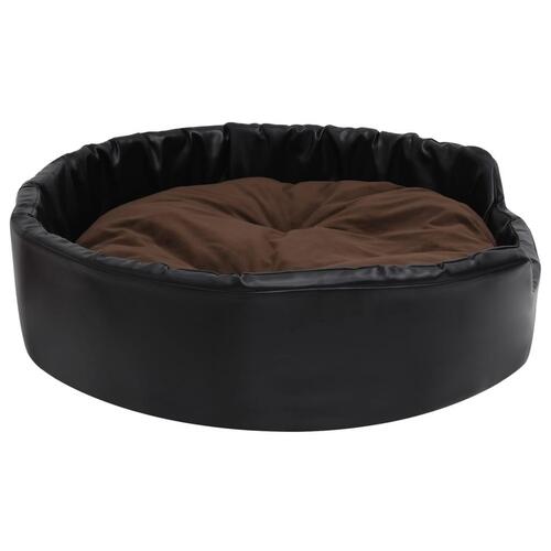 Hundekurv 90x79x20 cm plys og kunstlæder sort og brun