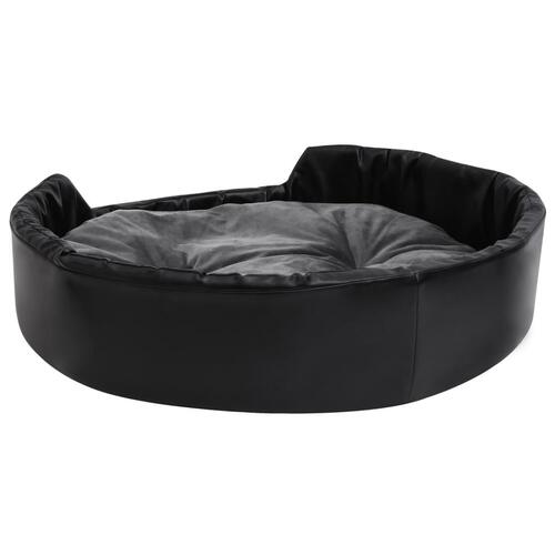 Hundekurv 90x79x20 cm plys og kunstlæder sort og mørkegrå