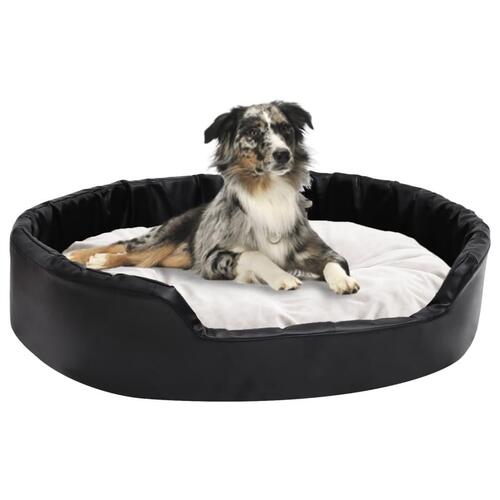 Hundekurv 90x79x20 cm plys og kunstlæder sort og beige