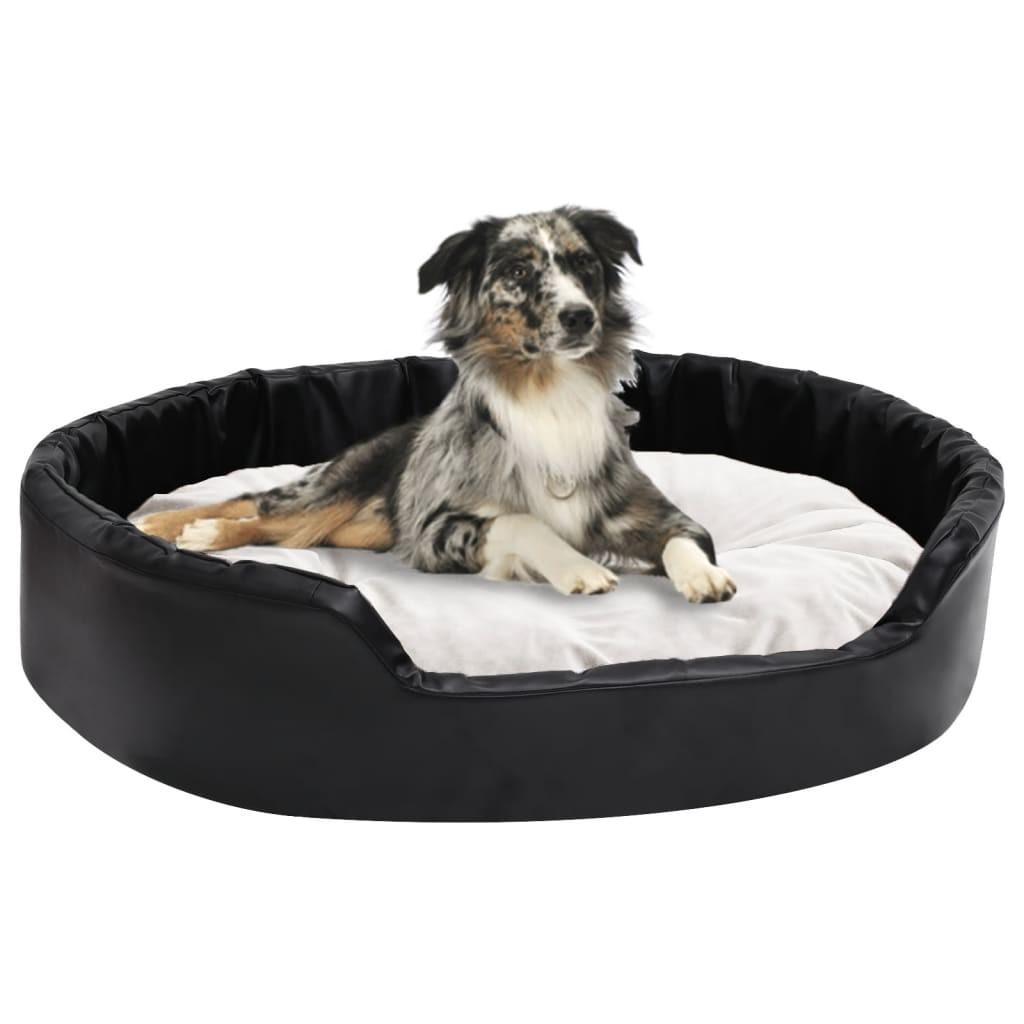 Hundekurv 90x79x20 cm plys og kunstlæder sort og beige