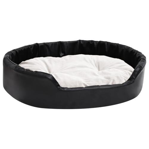Hundekurv 90x79x20 cm plys og kunstlæder sort og beige