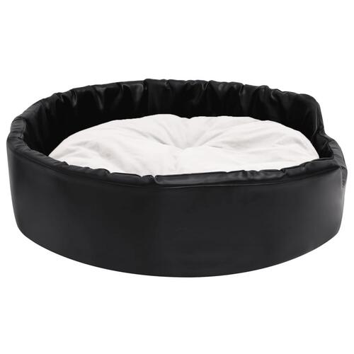 Hundekurv 90x79x20 cm plys og kunstlæder sort og beige