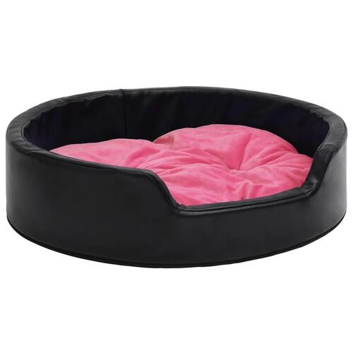 Hundekurv 90x79x20 cm plys og kunstlæder sort og lyserød