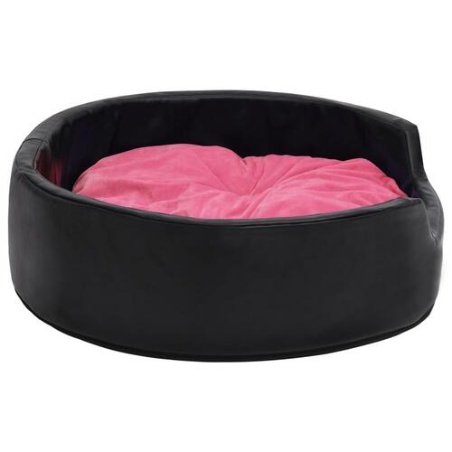 Hundekurv 90x79x20 cm plys og kunstlæder sort og lyserød