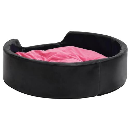 Hundekurv 90x79x20 cm plys og kunstlæder sort og lyserød