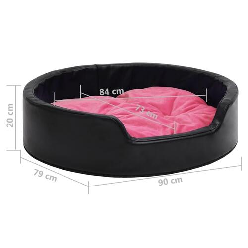 Hundekurv 90x79x20 cm plys og kunstlæder sort og lyserød