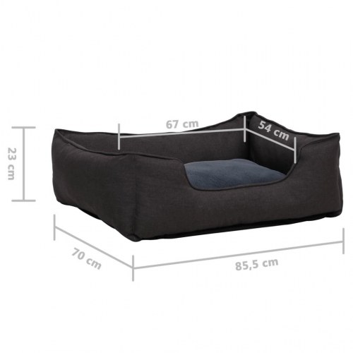 Hundekurv 85,5x70x23 cm hør-look fleece mørkegrå
