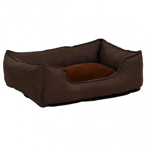 Hundekurv 85,5x70x23 cm hør-look fleece brun