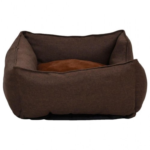 Hundekurv 85,5x70x23 cm hør-look fleece brun