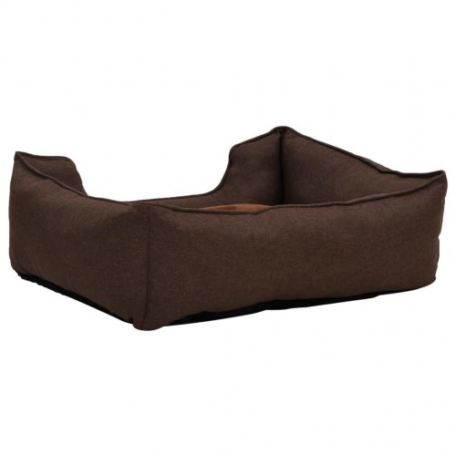 Hundekurv 85,5x70x23 cm hør-look fleece brun