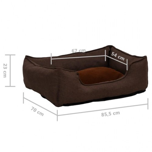 Hundekurv 85,5x70x23 cm hør-look fleece brun