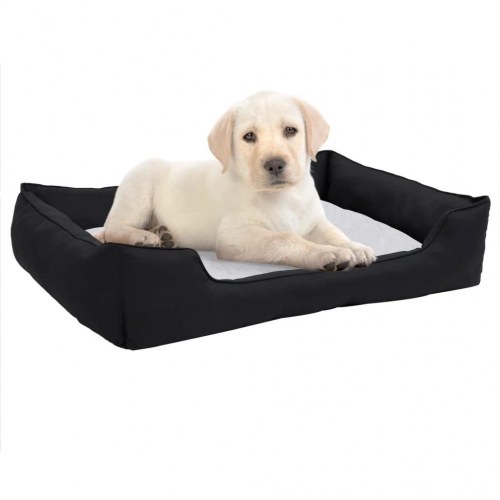Hundekurv 85,5x70x23 cm hør-look fleece sort og hvid