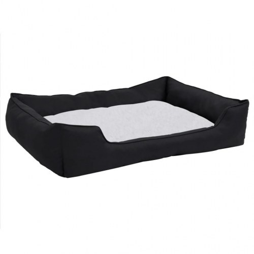 Hundekurv 85,5x70x23 cm hør-look fleece sort og hvid