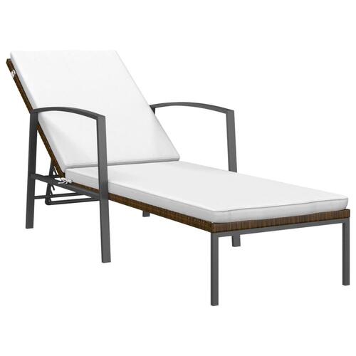 Liggestole 2 stk. med bord polyrattan brun