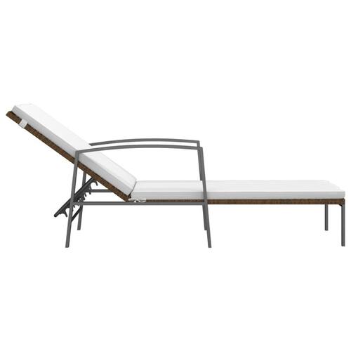Liggestole 2 stk. med bord polyrattan brun
