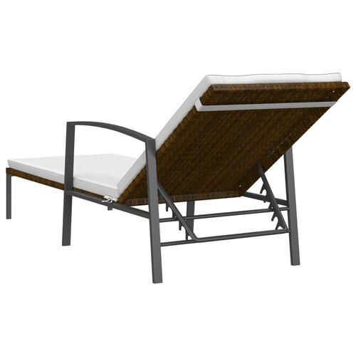 Liggestole 2 stk. med bord polyrattan brun