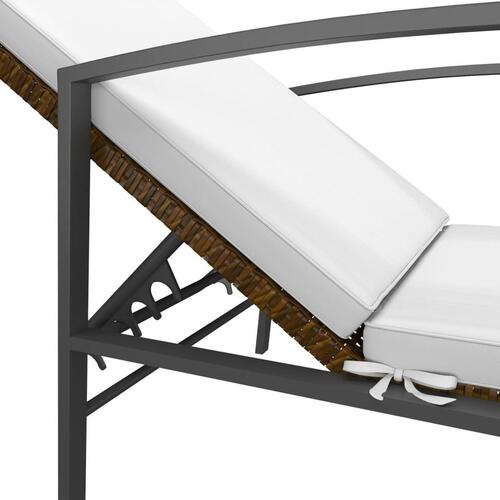 Liggestole 2 stk. med bord polyrattan brun