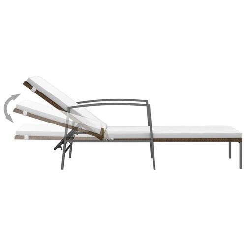 Liggestole 2 stk. med bord polyrattan brun