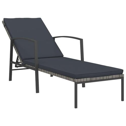 Liggestole med bord 2 stk. polyrattan grå