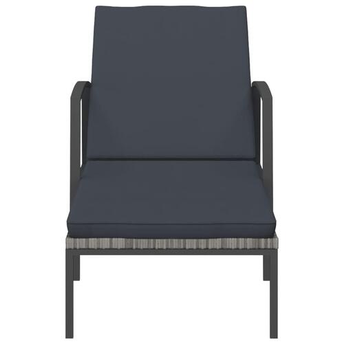 Liggestole med bord 2 stk. polyrattan grå