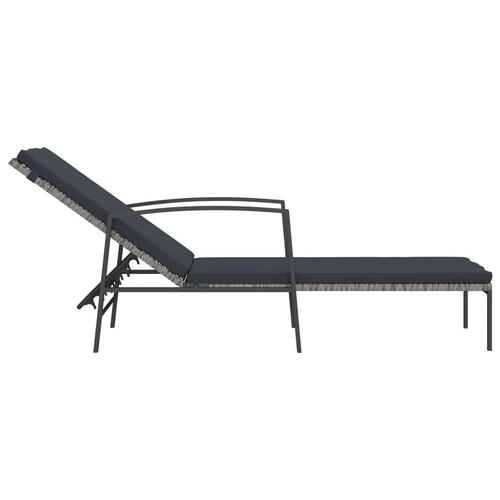 Liggestole med bord 2 stk. polyrattan grå