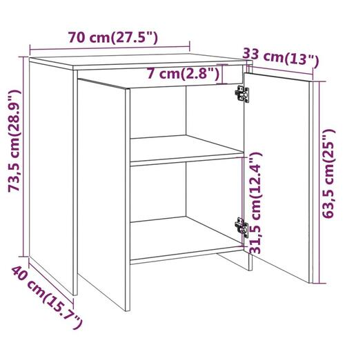 Skænk 70x41x75 cm konstrueret træ sonoma-eg