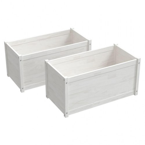 Plantekasser 2 stk. 100x50x50 cm massivt fyrretræ hvid