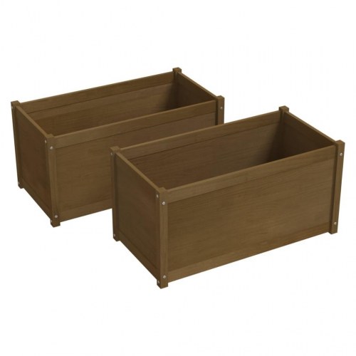 Plantekasser 2 stk. 100x50x50 cm massivt fyrretræ gyldenbrun